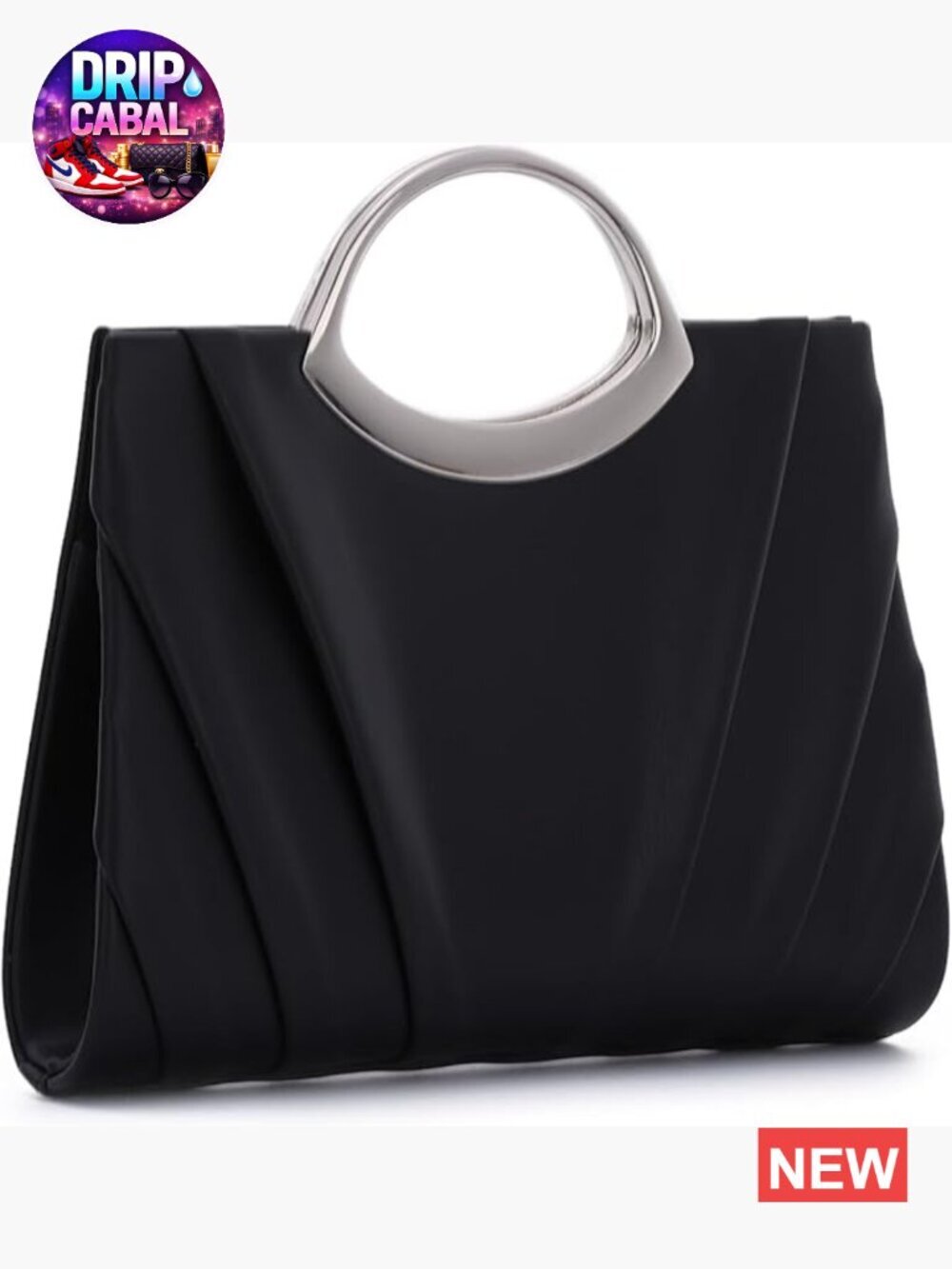 Vegan Leather Ruched Pleated Clutch Evening Bag with Chain